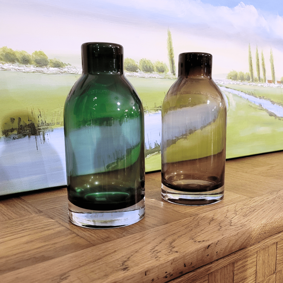Flat Bottomed Glass Bottle Vase - Green 20m image 1